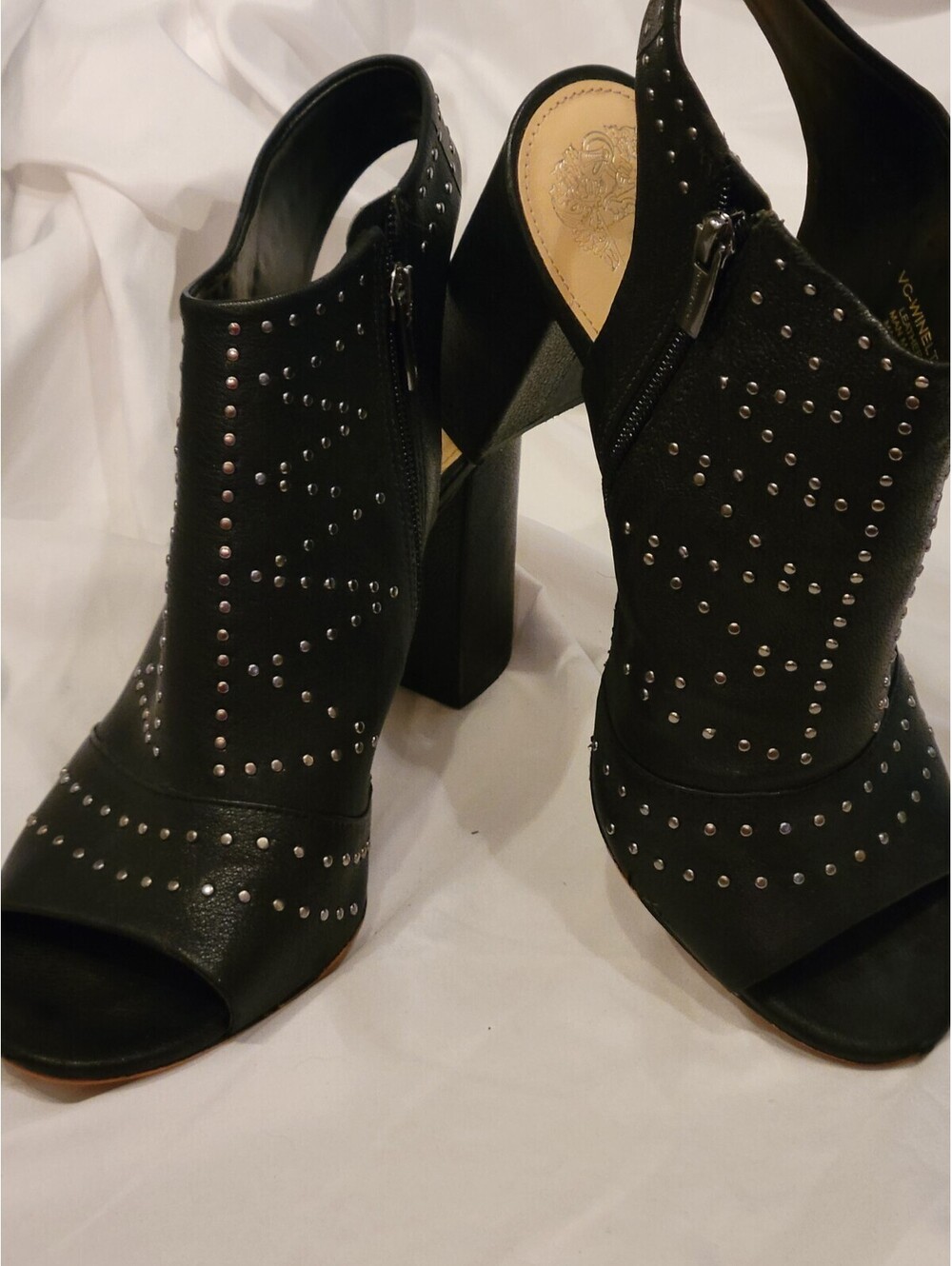 Vince Camuto Winelta Studded Block Heel Shooties, Multipl Sizes Black 9.5